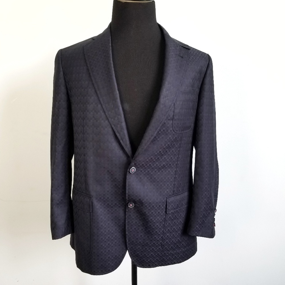 Robert Graham Navy Checkered Blazer Sport Jacket